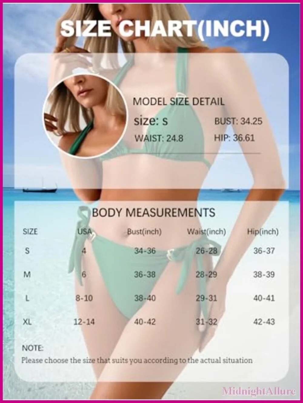 Women's Ruched Triangle Bikini Set with Gold-Plated Rings, Adjustable Ties, UPF